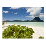 Visit to small picnic island in lagoon at Bora 3 Post Card