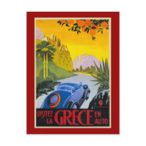 Visitez La Grece En Auto Retro Holiday Poster