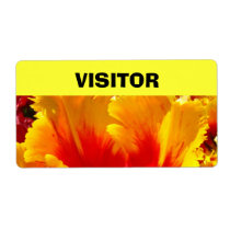 VISITOR Name tags Colourful Tulips Flower Shipping Labels