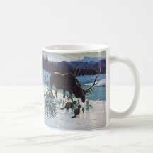 Vitnage Wild Animals Forest Creatures, Elk in Snow Mugs