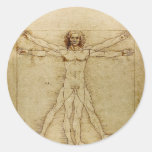 Vitruvian Man, Leonardo da Vinci Round Stickers