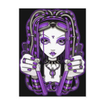 "Vivian" Purple Cyber Goth Fairy Art Postcard