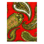 Vivid Red Indian Paisley Post Cards