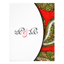 Vivid Red Paisley Wedding Invitation RSVP