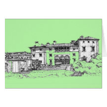 Vizcaya lime green greeting cards