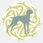 Vizsla Dog Design (lime & slate) Round Sticker