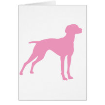 Vizsla Dog Silhouette (pink) Greeting Cards