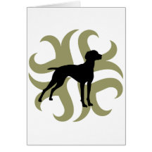 Vizsla Dog Tribal (green and black) Cards