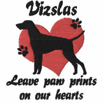 Vizslas Leave Paw Prints Embroidered TShirt