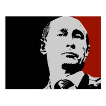 Vladimir Putin on Red Postcard