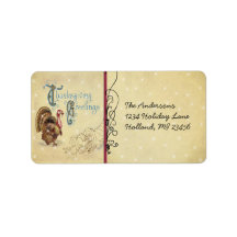 Vntage Font Thanksgiving Greeting Antique Postcard Personalized Address Labels