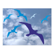 Vögel Silhouetten Wolken birds silhouette clouds Postkarte
