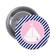 Voilier bleu et rose badges avec agrafe