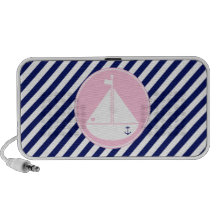 Voilier bleu et rose haut-parleur mobile