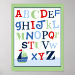 Voilier de capitaine d'impression d'art d'alphabet affiches