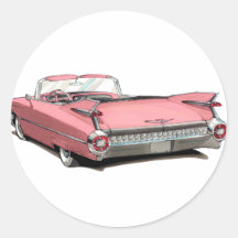 Voiture 1959 rose de Cadillac Autocollants
