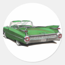 Voiture 1959 verte de Cadillac Autocollant Rond