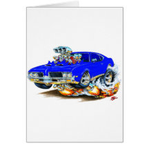 Voiture 1969 de bleu de sabre d'abordage d'Olds Carte De Vœux