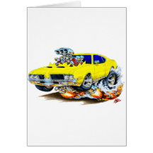 Voiture 1969 de jaune de sabre d'abordage d'Olds Cartes De Vœux