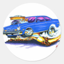 Voiture de bleu de Chevy Vega Adhésif Rond