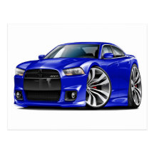 Voiture de bleu du chargeur SRT8 de Dodge Carte Postale