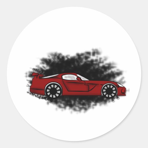 Voiture de course autocollant rond