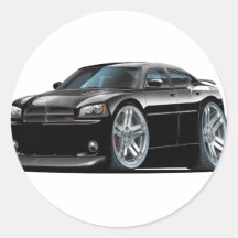 Voiture noire de Daytona de chargeur de Dodge Autocollants Ronds