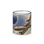 Vol vintage d'avion autour du monde en nuages mugs