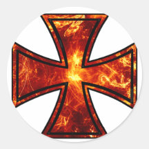 Volcanic Iron Cross Round Sticker
