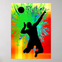 Volley Ball Service Fireworks Print
