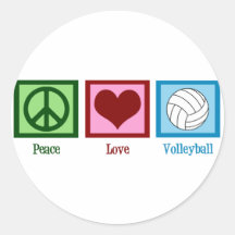 Volleyball d'amour de paix adhésif rond