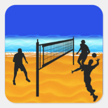 Volleyball de plage autocollant carré