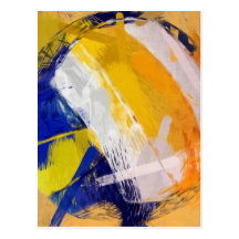 Volleyball de plage d'art abstrait carte postale