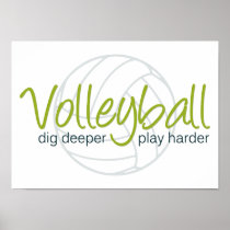 Volleyball Dig Deeper Play Harder Poster