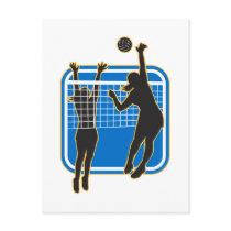 Volleyball Player Spiking Blocking Ball Indoor Post Cards