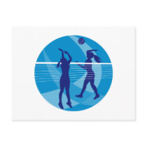 Volleyball Player Spiking Blocking Ball Indoor Post Card