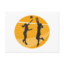 Volleyball Player Spiking Blocking Ball Indoor Postcard