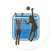 Volleyball Player Spiking Blocking Ball Indoor Stickers