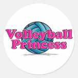 Volleyball Princess Round Stickers