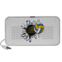 volleyball ripping through blue and gold iPhone speaker