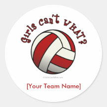 Volleyball rouge autocollants ronds