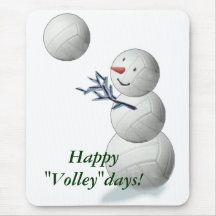 Volleyball Snowman Christmas Mousepad
