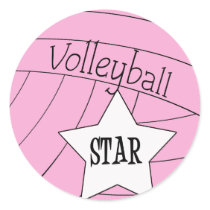 Volleyball Star Round Stickers