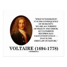 Voltaire What Is Tolerance? Consequence Humanity Postcard