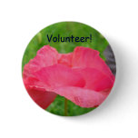 Volunteer! buttons Pink Poppy Flowers