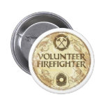 Volunteer Firefighter Grunge Pinback Buttons