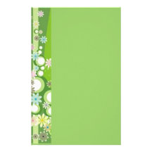 Volutes � fleurs sur motif vert - papier à lettre personnalisé