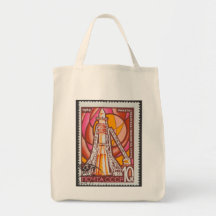 Vostok Spacecraft on Launchpad USSR Stamp 1969 Tote Bags