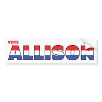 Vote Allison 2010 Elections Red White and Blue Bumper Sticker