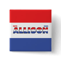 Vote Allison 2010 Elections Red White and Blue Pinback Buttons
